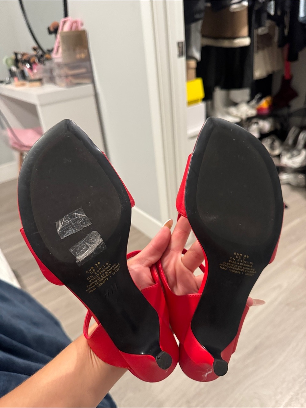 H&M Bold Red Strappy High-Heel Sandals - Picture 2 of 3